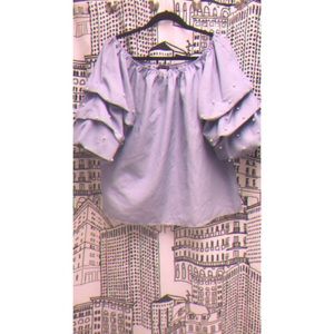 A navy Blue/White blouse